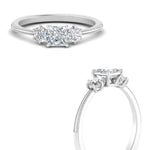 Load image into Gallery viewer, 14K Gold Princess &amp; Round Cut Diamond 3 Stone Engagement Ring
