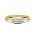 Load image into Gallery viewer, 14K Gold Princess &amp; Round Cut Diamond 3 Stone Engagement Ring
