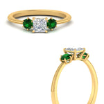 Load image into Gallery viewer, 14K Gold Princess &amp; Round Cut Diamond 3 Stone Engagement Ring
