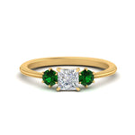 Load image into Gallery viewer, 14K Gold Princess &amp; Round Cut Diamond 3 Stone Engagement Ring
