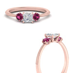 Load image into Gallery viewer, 14K Gold Princess &amp; Round Cut Diamond 3 Stone Engagement Ring
