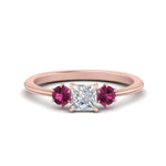 Load image into Gallery viewer, 14K Gold Princess &amp; Round Cut Diamond 3 Stone Engagement Ring
