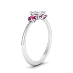 Load image into Gallery viewer, 14K Gold Princess &amp; Round Cut Diamond 3 Stone Engagement Ring
