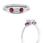 Load image into Gallery viewer, 14K Gold Princess &amp; Round Cut Diamond 3 Stone Engagement Ring
