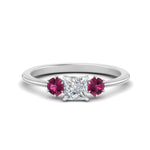 Load image into Gallery viewer, 14K Gold Princess &amp; Round Cut Diamond 3 Stone Engagement Ring

