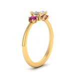 Load image into Gallery viewer, 14K Gold Princess &amp; Round Cut Diamond 3 Stone Engagement Ring
