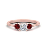 Load image into Gallery viewer, 14K Gold Princess &amp; Round Cut Diamond 3 Stone Engagement Ring
