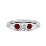 Load image into Gallery viewer, 14K Gold Princess &amp; Round Cut Diamond 3 Stone Engagement Ring
