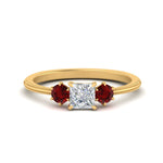 Load image into Gallery viewer, 14K Gold Princess &amp; Round Cut Diamond 3 Stone Engagement Ring
