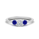 Load image into Gallery viewer, 14K Gold Princess &amp; Round Cut Diamond 3 Stone Engagement Ring
