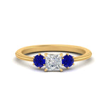 Load image into Gallery viewer, 14K Gold Princess &amp; Round Cut Diamond 3 Stone Engagement Ring
