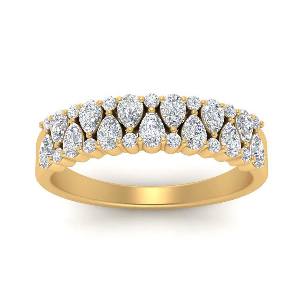 Teardrop Lab Diamond Tapered Band 14K Gold