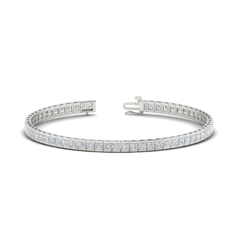 Half Bezel Princess Cut Lab Diamond Tennis Bracelet