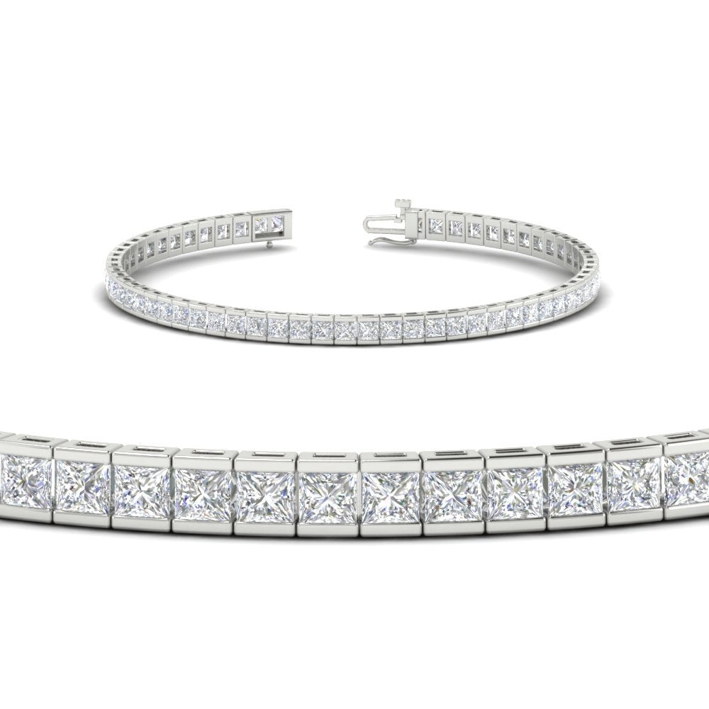 Half Bezel Princess Cut Lab Diamond Tennis Bracelet