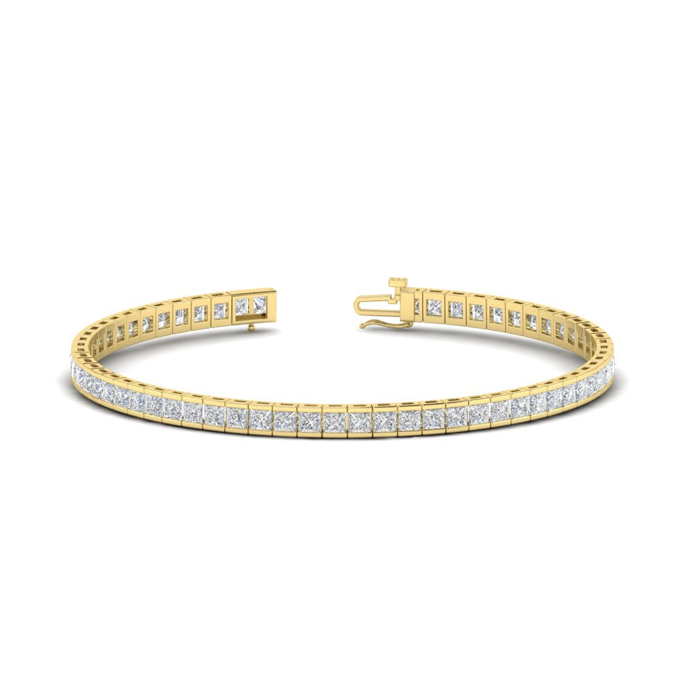 Half Bezel Princess Cut Lab Diamond Tennis Bracelet