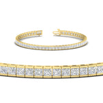 Load image into Gallery viewer, Half Bezel Princess Cut Lab Diamond Tennis Bracelet
