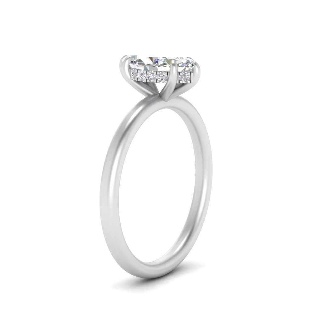 Lab Diamond Under Halo Engagement Ring 14K Gold