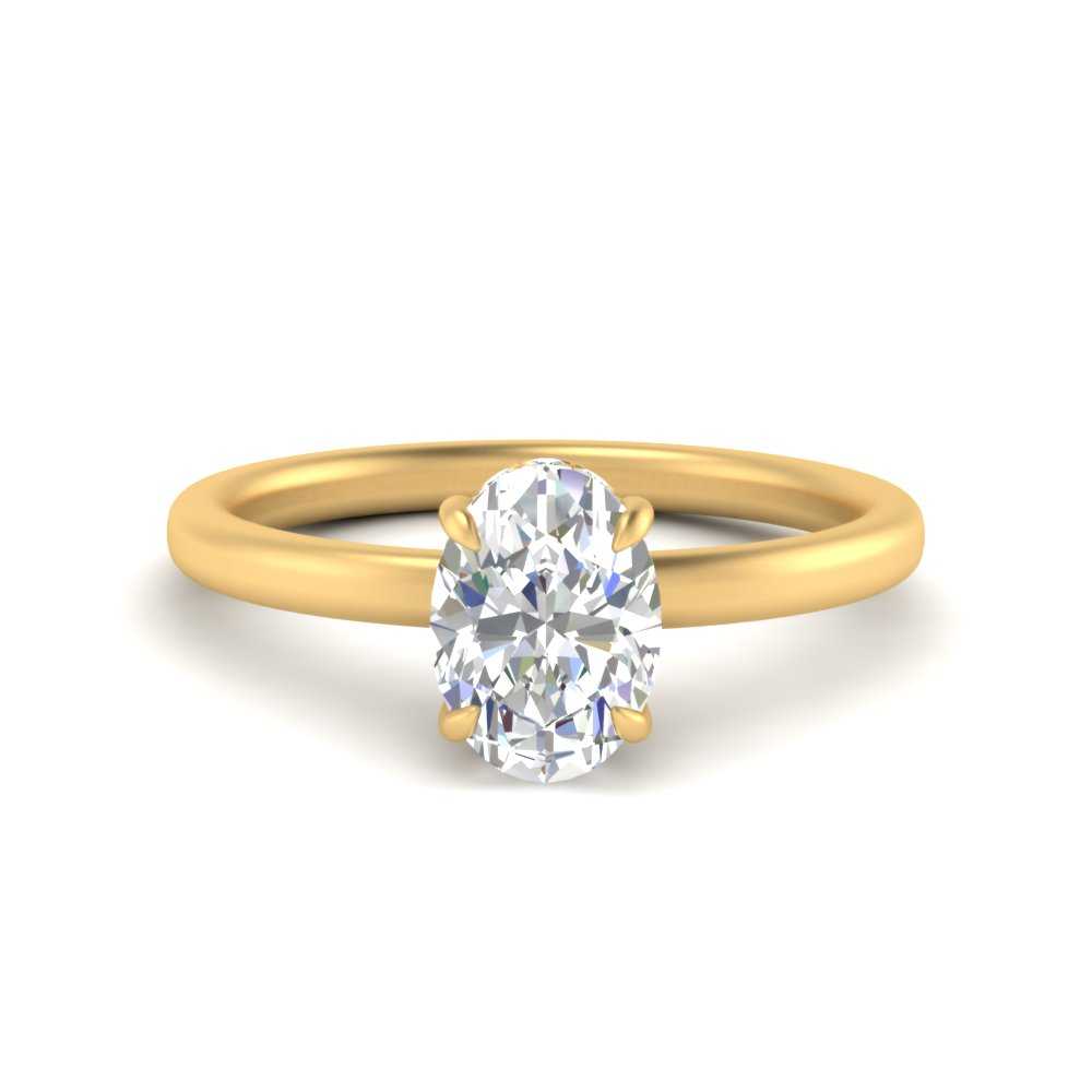 Thin Gold Band Lab Diamond Halo Engagement Ring 14K Gold