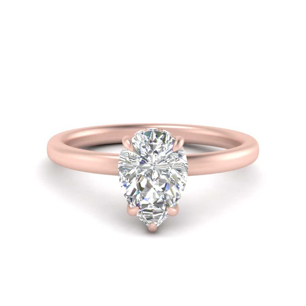 Lab Diamond Under Halo Engagement Ring 14K Gold