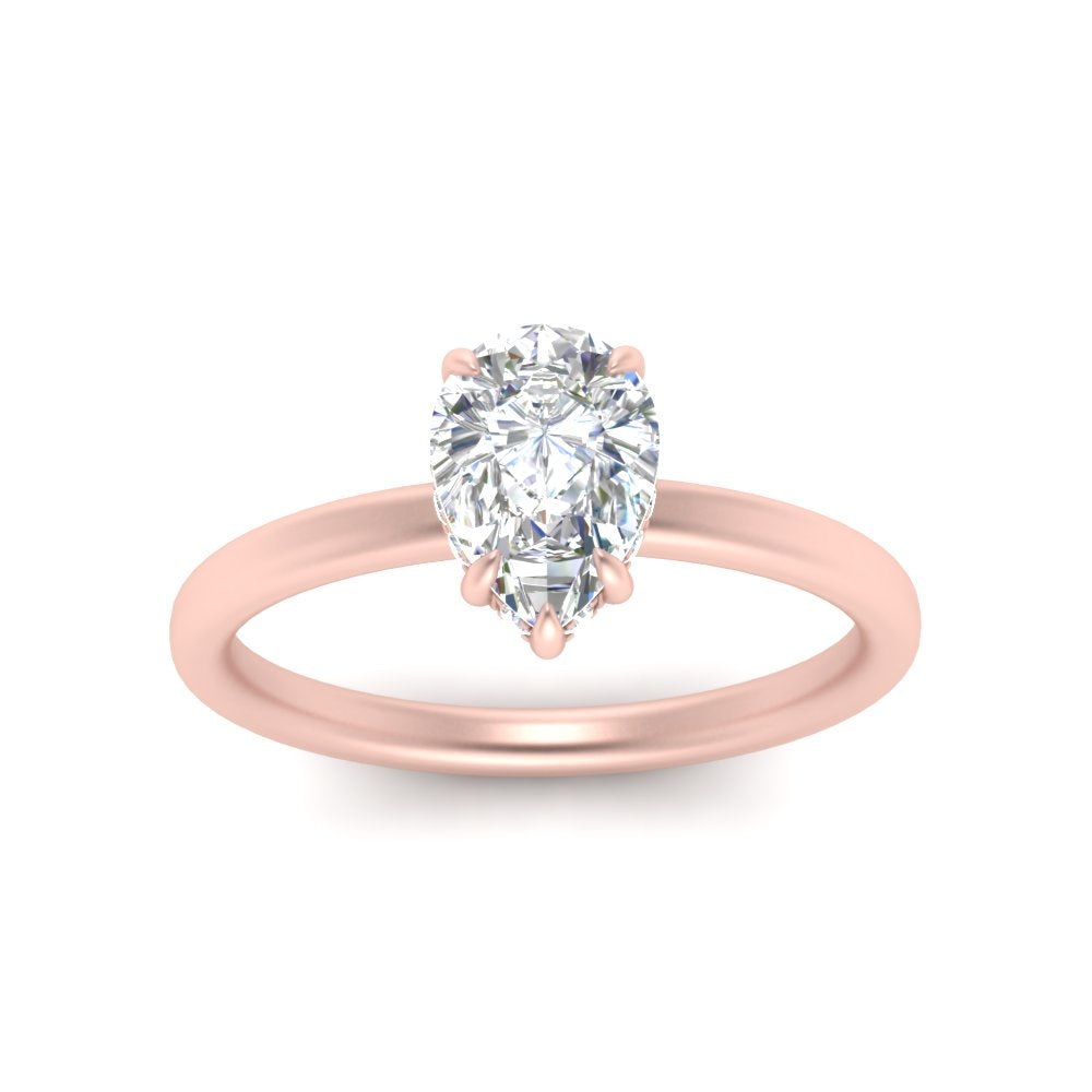 Lab Diamond Under Halo Engagement Ring 14K Gold