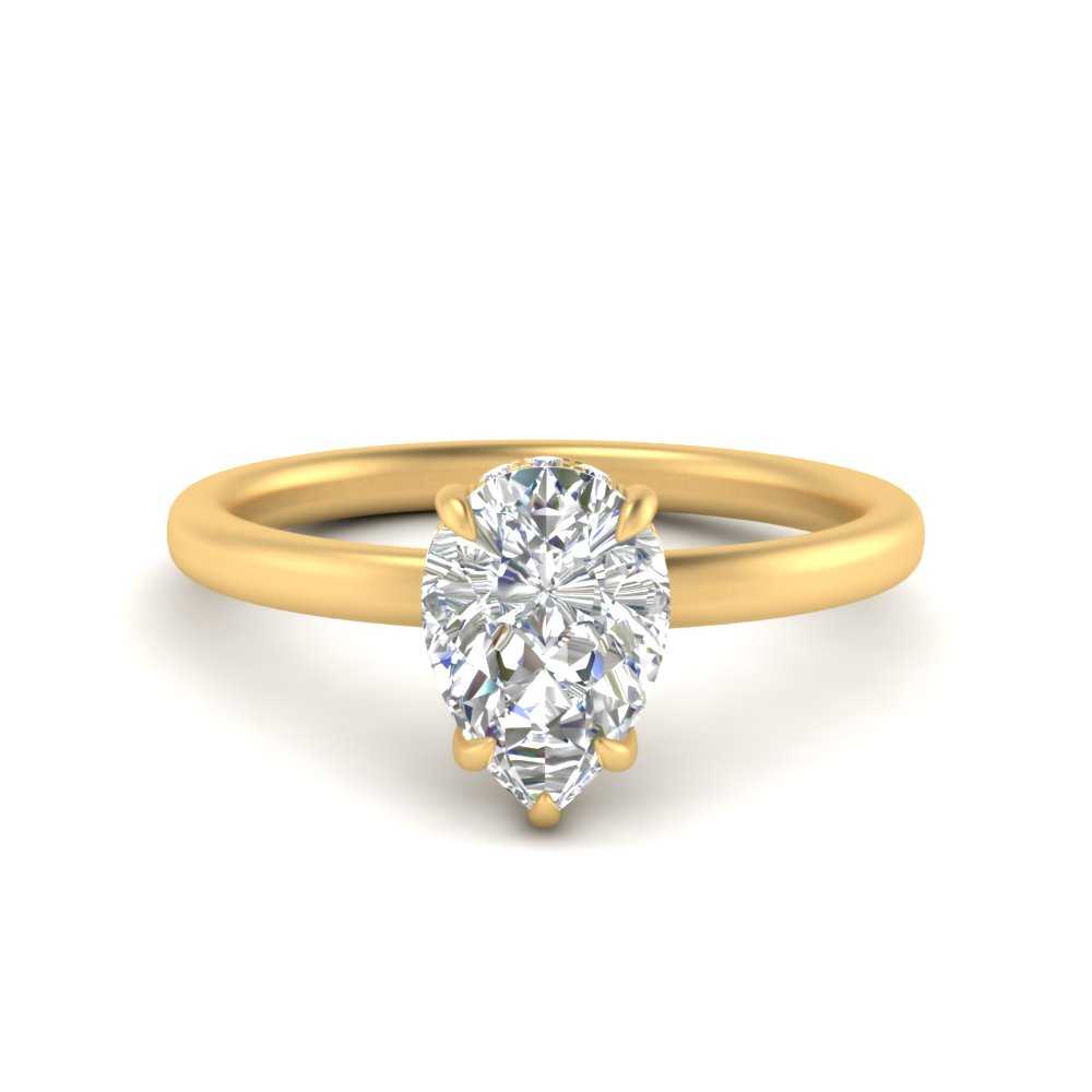Lab Diamond Under Halo Engagement Ring 14K Gold