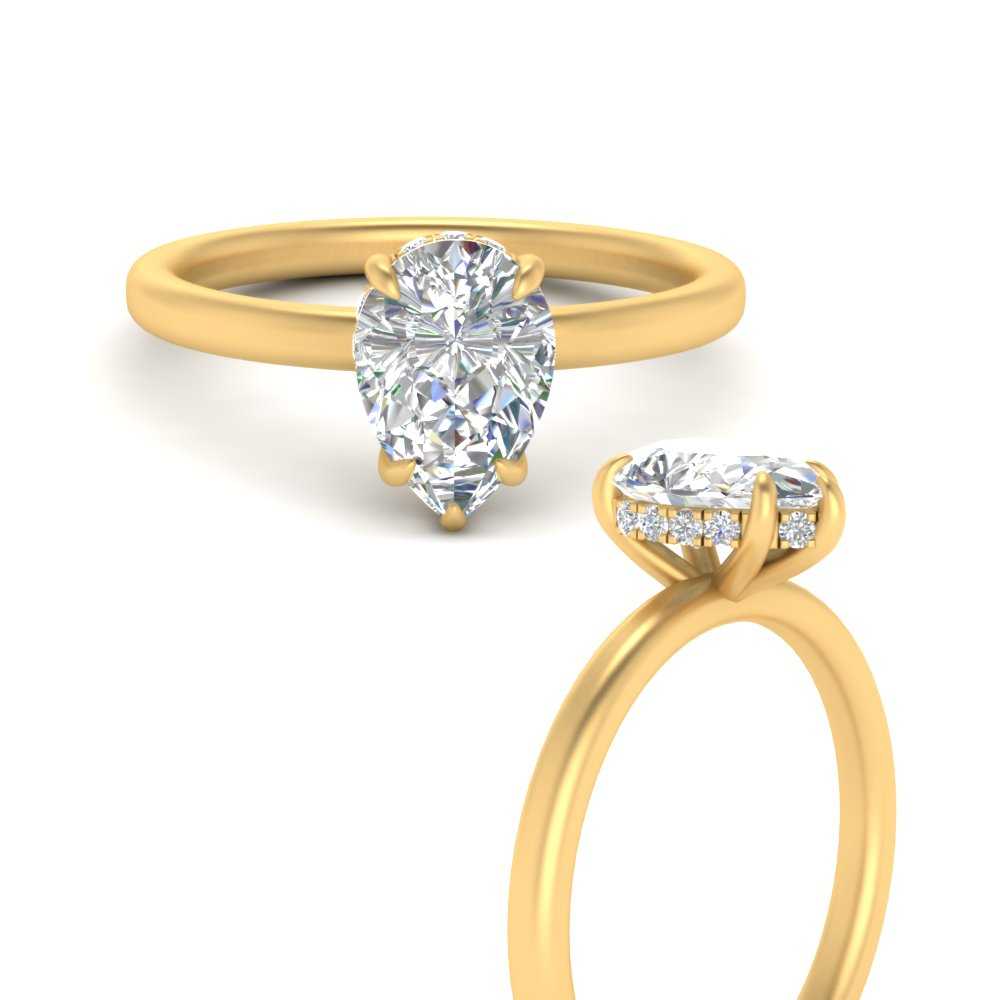 Lab Diamond Under Halo Engagement Ring 14K Gold