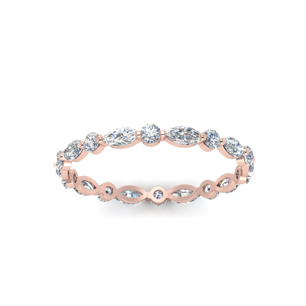 Eternity Lab Diamond Thin Marquise And Round Cut Band For Women 14K Rose Gold | Cuts & Carat