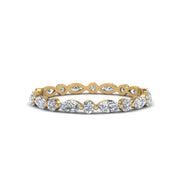 Eternity Lab Diamond Thin Marquise And Round Cut Band For Women 14K Yellow Gold | Cuts & Carat