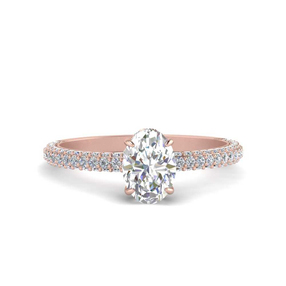3 Carat Oval Lab Diamond Three Row Engagement Ring