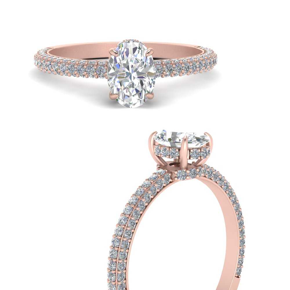 3 Carat Oval Lab Diamond Three Row Engagement Ring