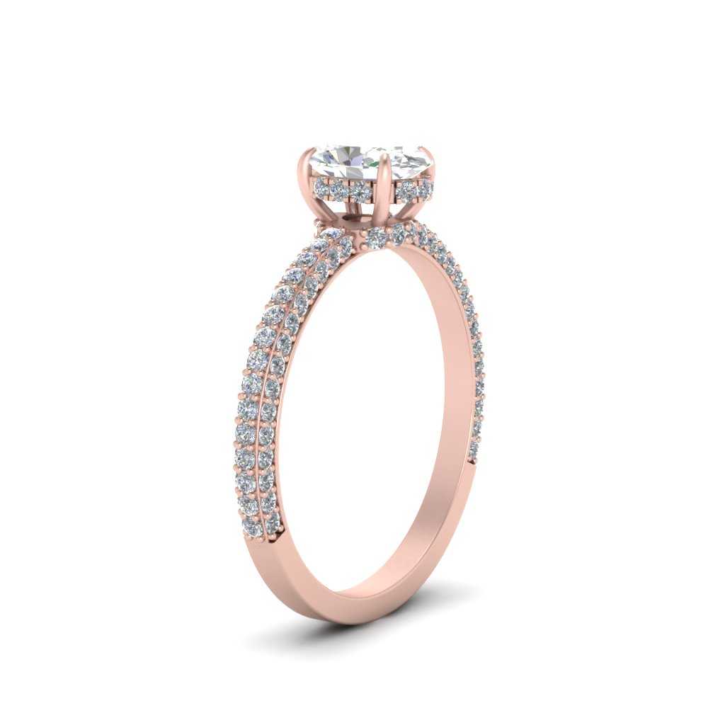 3 Carat Oval Lab Diamond Three Row Engagement Ring