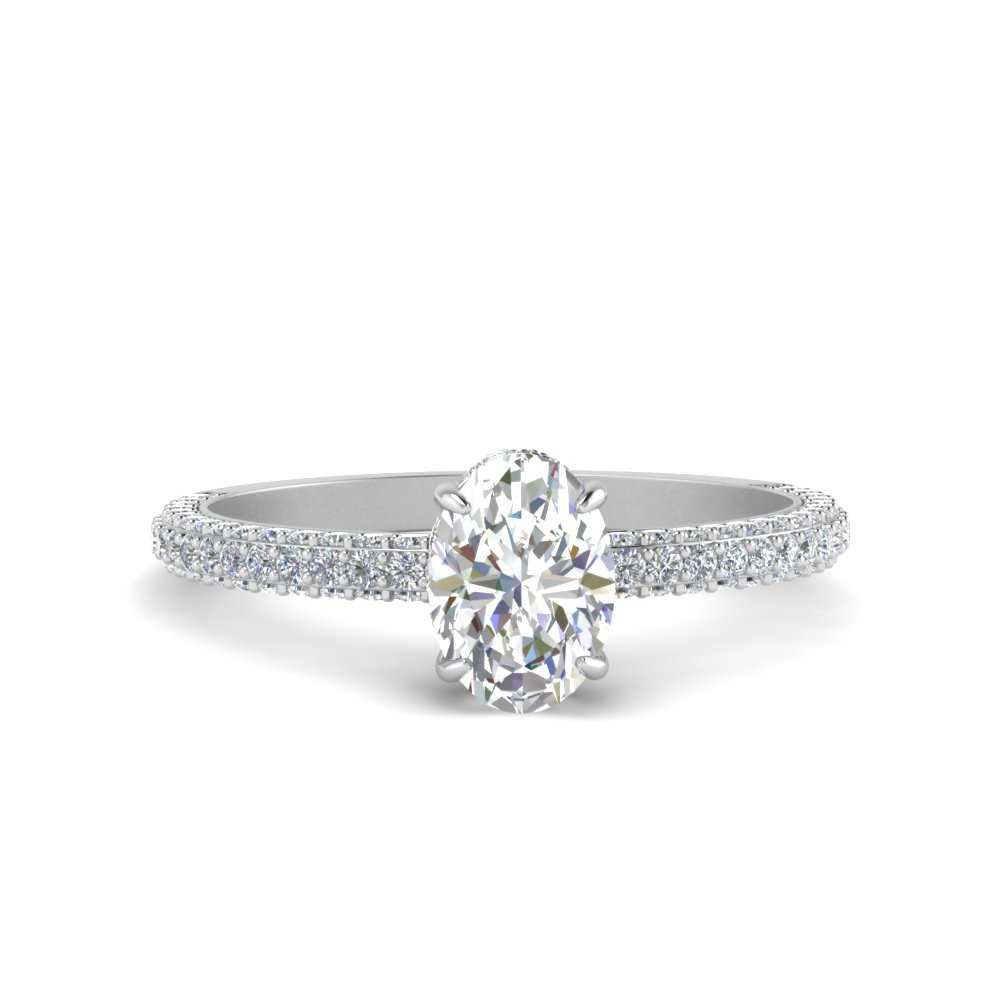 3 Carat Oval Lab Diamond Three Row Engagement Ring
