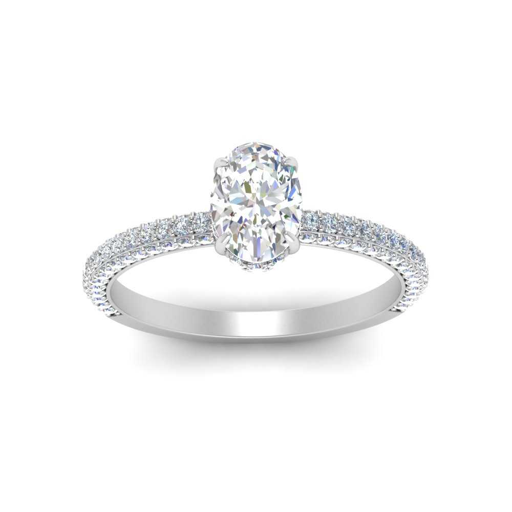 3 Carat Oval Lab Diamond Three Row Engagement Ring