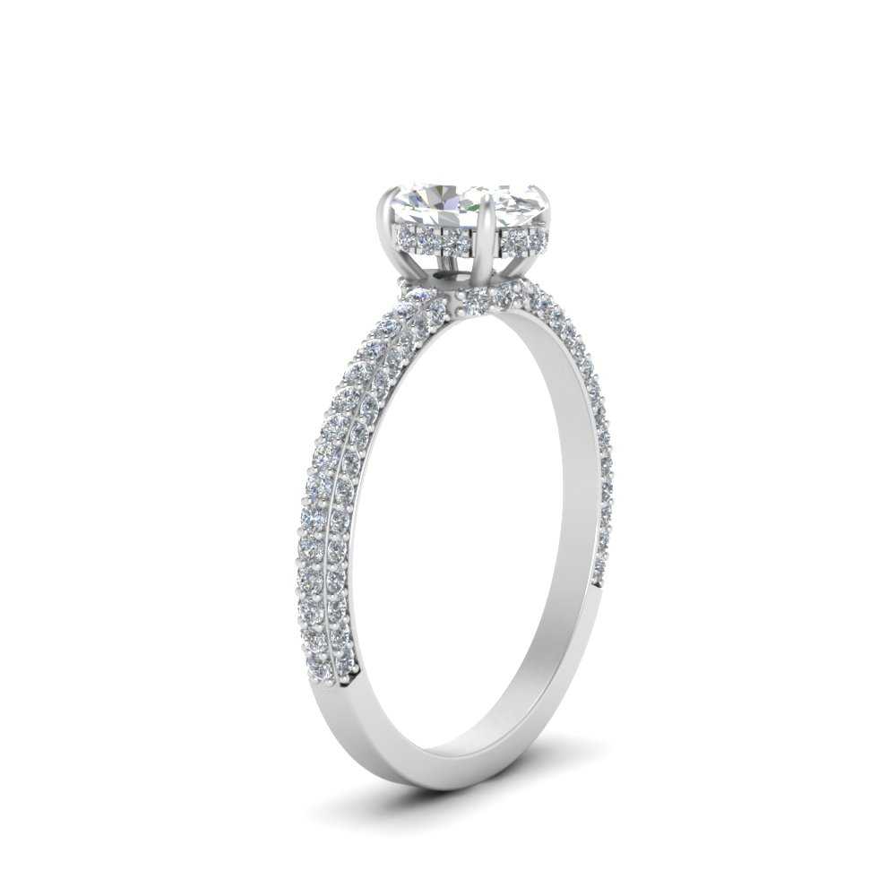 3 Carat Oval Lab Diamond Three Row Engagement Ring