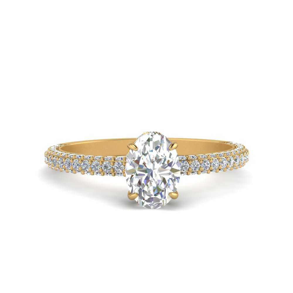 3 Carat Oval Lab Diamond Three Row Engagement Ring