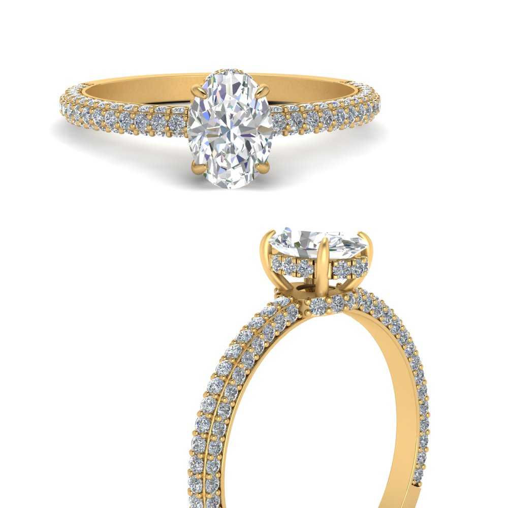 3 Carat Oval Lab Diamond Three Row Engagement Ring