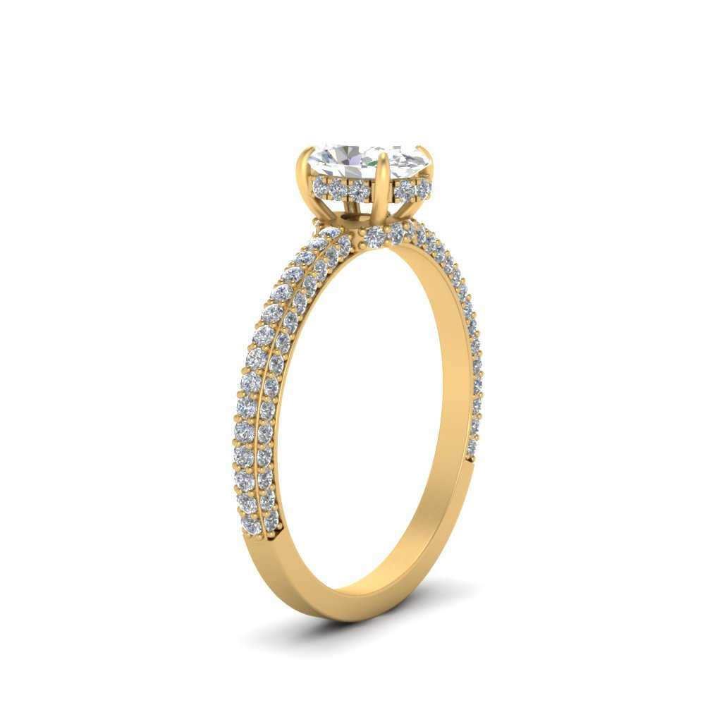 3 Carat Oval Lab Diamond Three Row Engagement Ring