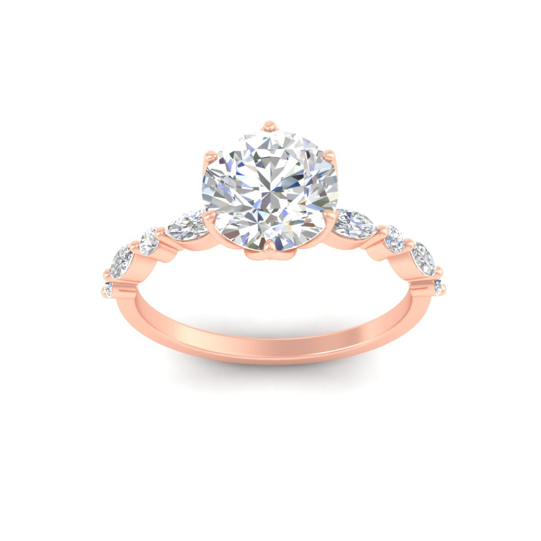 Colored Fancy Lab Tulip Round Cut Diamond Ring