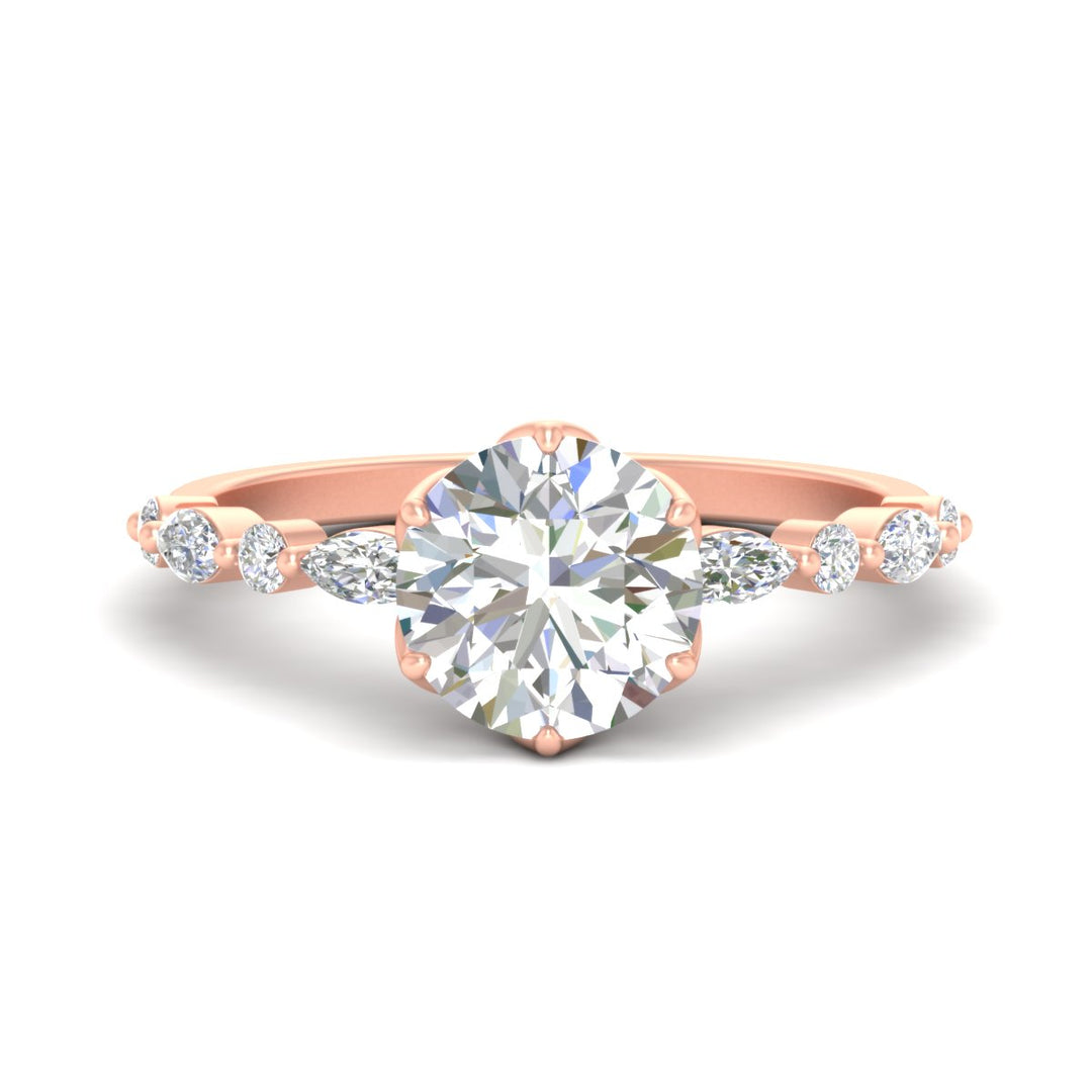 Colored Fancy Lab Tulip Round Cut Diamond Ring