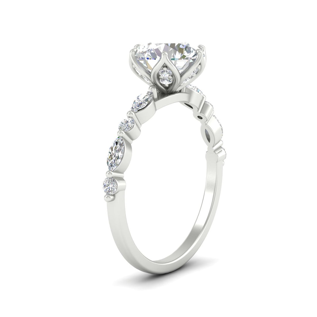 Colored Fancy Lab Tulip Round Cut Diamond Ring