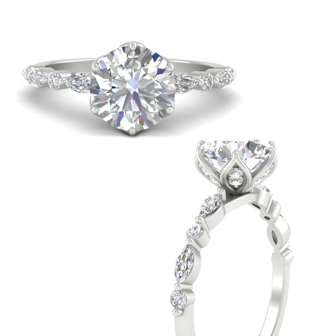 Colored Fancy Lab Tulip Round Cut Diamond Ring