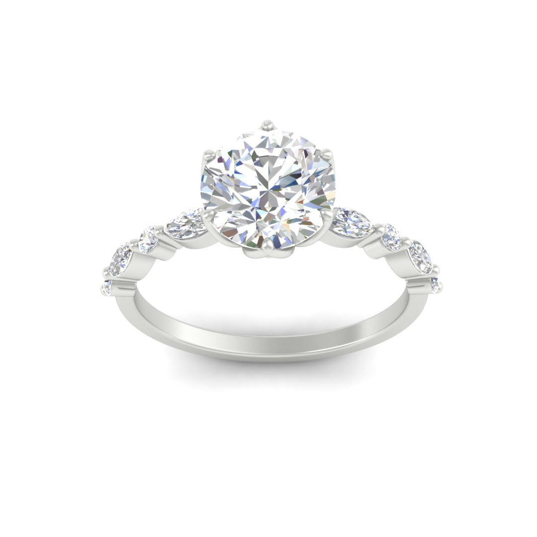Colored Fancy Lab Tulip Round Cut Diamond Ring