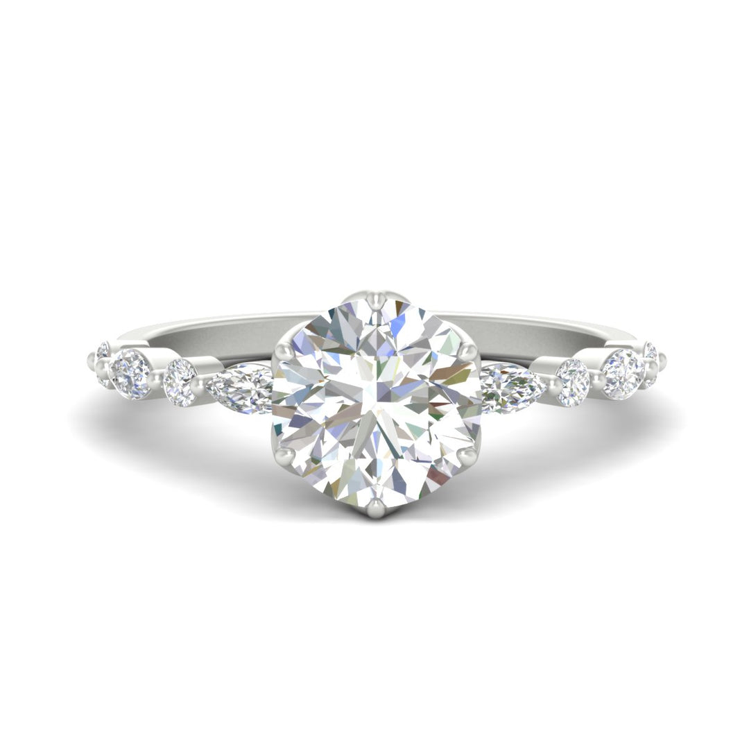 Colored Fancy Lab Tulip Round Cut Diamond Ring