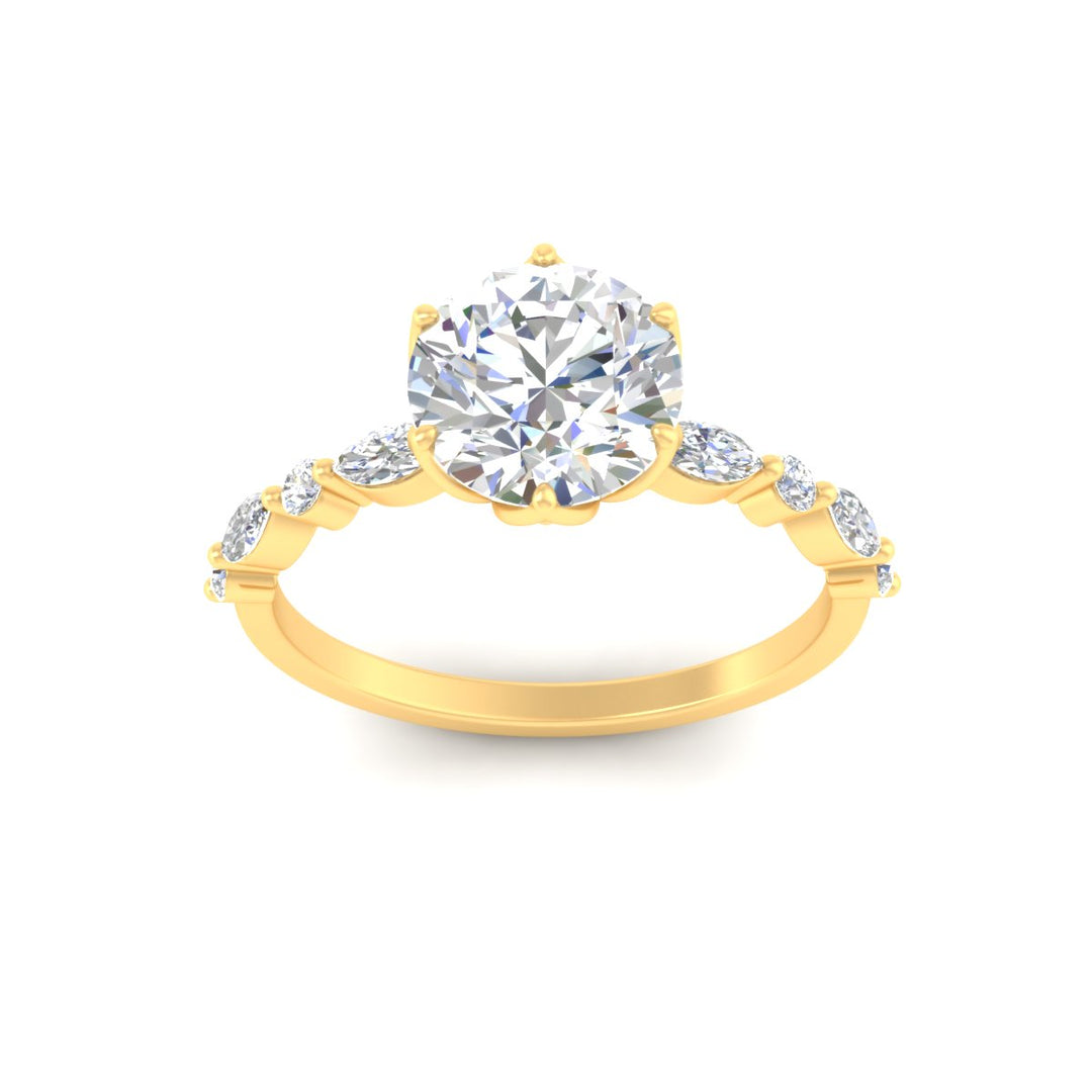 Colored Fancy Lab Tulip Round Cut Diamond Ring