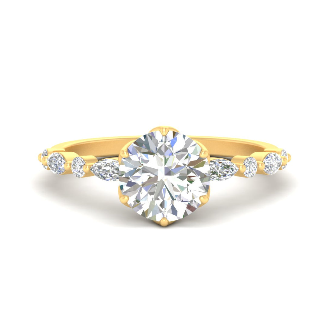 Colored Fancy Lab Tulip Round Cut Diamond Ring