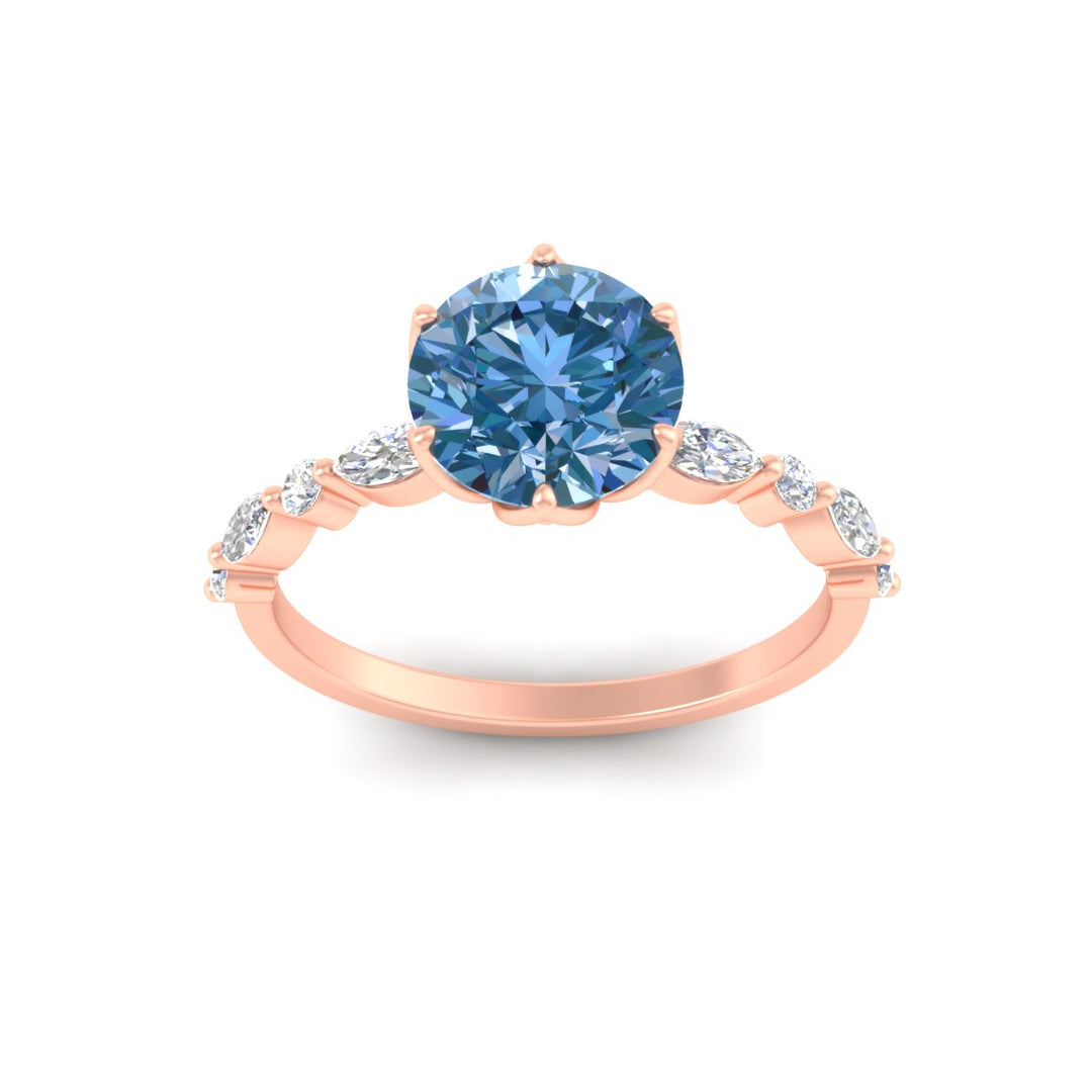 Colored Fancy Lab Tulip Round Cut Diamond Ring