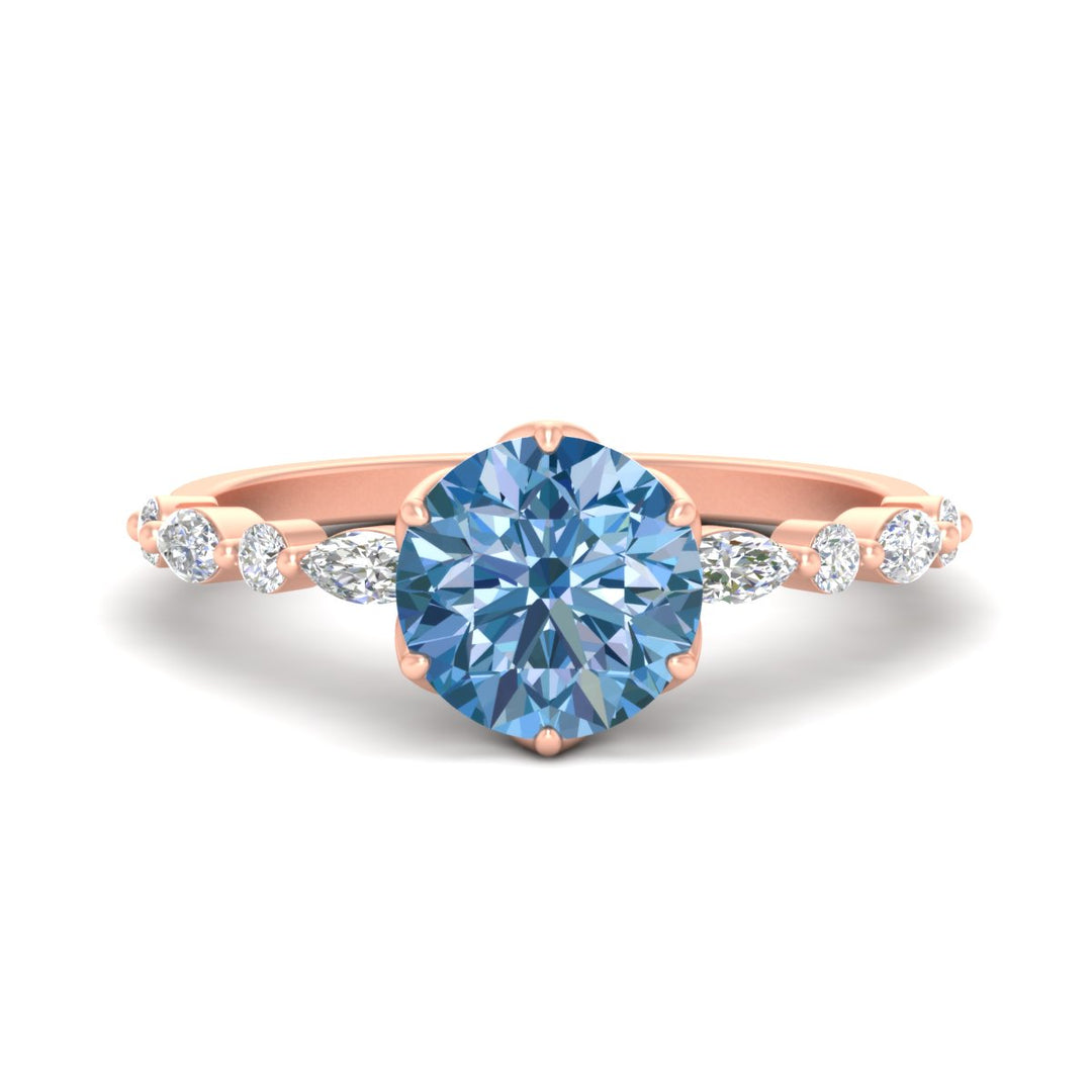 Colored Fancy Lab Tulip Round Cut Diamond Ring