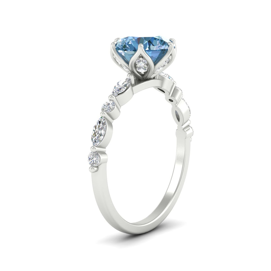 Colored Fancy Lab Tulip Round Cut Diamond Ring