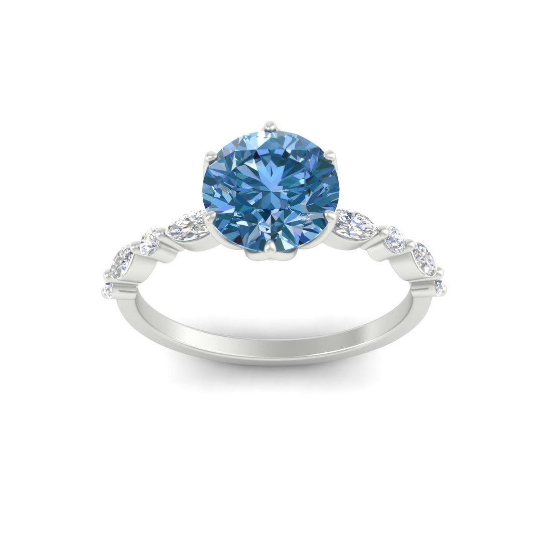 Colored Fancy Lab Tulip Round Cut Diamond Ring