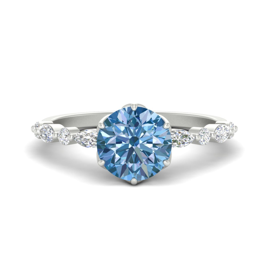 Colored Fancy Lab Tulip Round Cut Diamond Ring